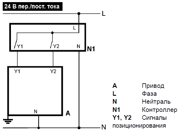 Схема подключения электропривода SAX31.00 Siemens