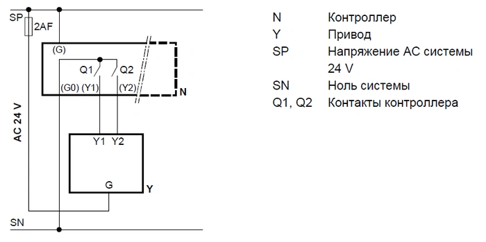 Схема подключения электропривода SSP81 Siemens
