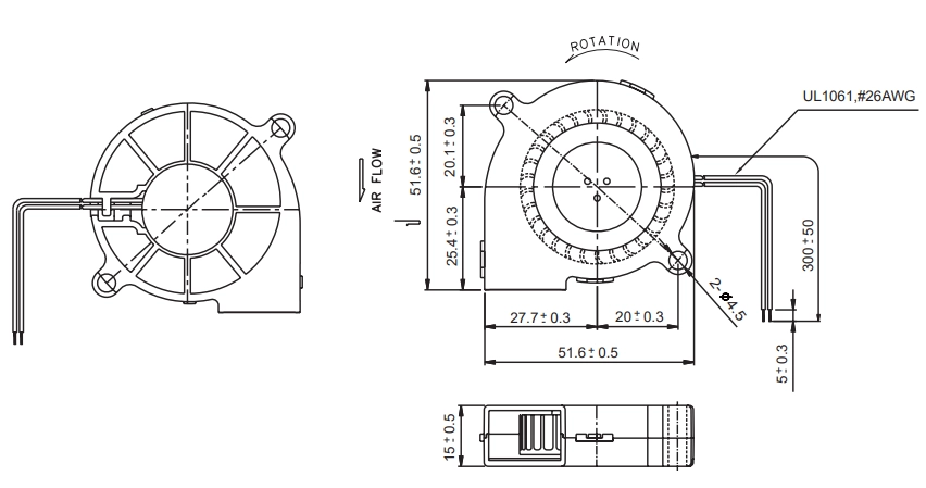Габаритные размеры вентилятора GB1205PHV2-8AY Sunon