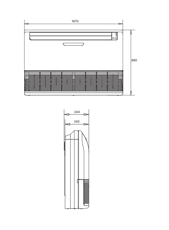 Габаритные размеры внутреннего блока SYSVRF2 CEILING 112 Q