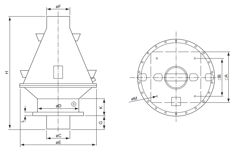 Габаритные размеры вентилятора DVP 200D2-4