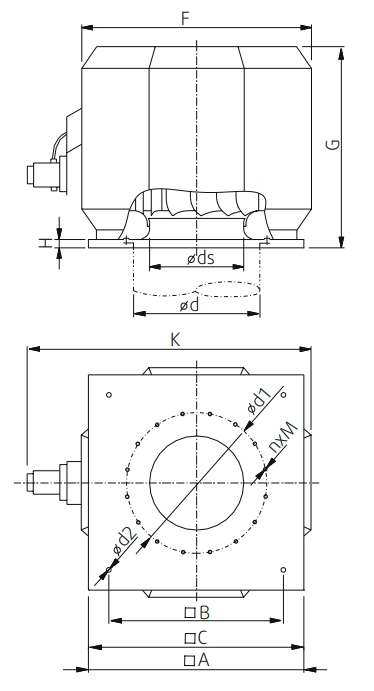 Габаритные размеры вентилятора DVV 800D4-6-XS/F400