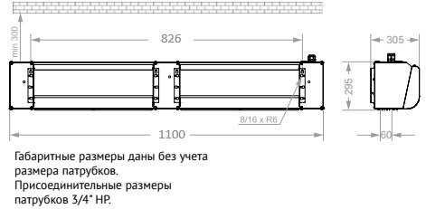 Габаритные размеры тепловой завесы КЭВ-9П3032Е Тепломаш Габаритные размеры тепловой завесы КЭВ-9П3032Е Тепломаш