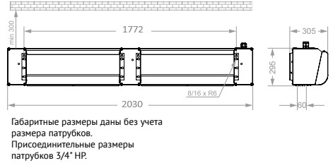 Габаритные размеры тепловой завесы КЭВ-П3142А Тепломаш Габаритные размеры тепловой завесы КЭВ-П3142А Тепломаш