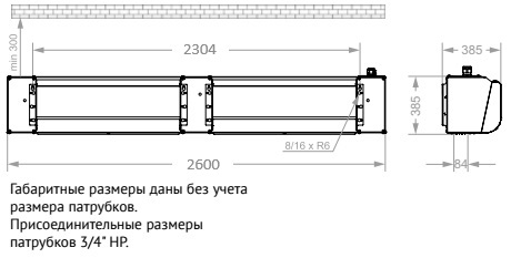 Габаритные размеры тепловой завесы КЭВ-36П4015Е Тепломаш Габаритные размеры тепловой завесы КЭВ-36П4015Е Тепломаш