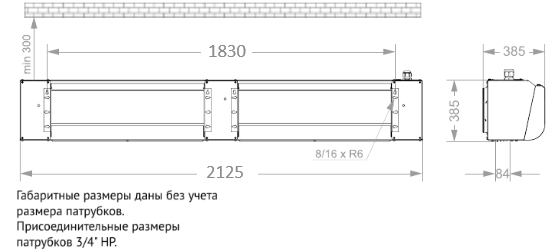 Габаритные размеры тепловой завесы КЭВ-101П4120W Тепломаш Габаритные размеры тепловой завесы КЭВ-101П4120W Тепломаш