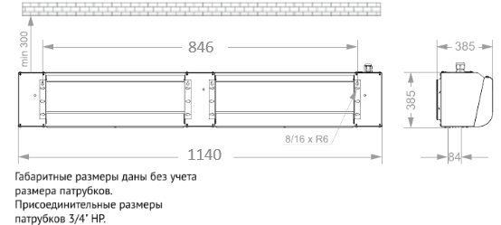 Габаритные размеры тепловой завесы КЭВ-П4130A Тепломаш Габаритные размеры тепловой завесы КЭВ-П4130A Тепломаш