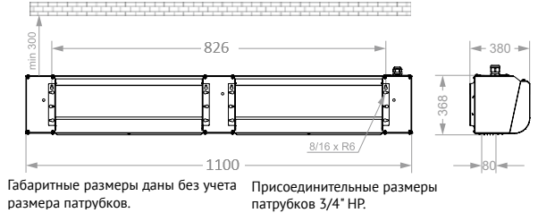 Габаритные размеры тепловой завесы КЭВ-П4133A Тепломаш Габаритные размеры тепловой завесы КЭВ-П4133A Тепломаш