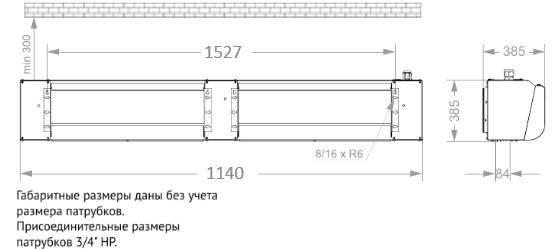 Габаритные размеры тепловой завесы КЭВ-36П4040Е Тепломаш Габаритные размеры тепловой завесы КЭВ-36П4040Е Тепломаш