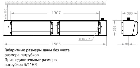 Габаритные размеры тепловой завесы КЭВ-18П4042Е Тепломаш Габаритные размеры тепловой завесы КЭВ-18П4042Е Тепломаш