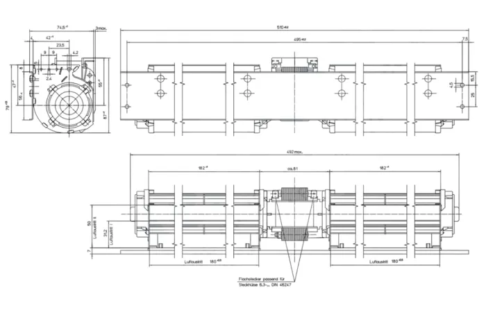 Габаритные размеры тангенциального вентилятора QLK45/1818A4-3030LH-16 wt Габаритные размеры тангенциального вентилятора QLK45/1818A4-3030LH-16 wt