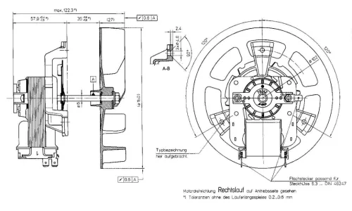 Габаритные размеры вентилятора R2A150-A4-4218i Габаритные размеры вентилятора R2A150-A4-4218i