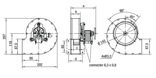 Габаритные размеры вентилятора RLB130/3400A12-3038LH-464 acg Габаритные размеры вентилятора RLB130/3400A12-3038LH-464 acg
