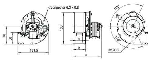 Габаритные размеры вентилятора RLD85/0034A6-3025LH-464 abg Габаритные размеры вентилятора RLD85/0034A6-3025LH-464 abg