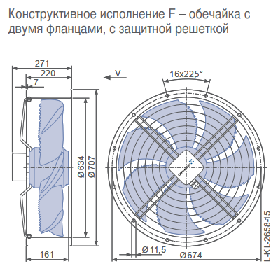 Габаритные размеры осевого вентилятора FN063-ADF.4I.V7P1 FN Ziehl-Abegg