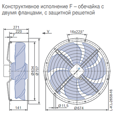 Габаритные размеры осевого вентилятора FN063-NDF.4F.V7P1 FN Ziehl-Abegg Габаритные размеры осевого вентилятора FN063-NDF.4F.V7P1 FN Ziehl-Abegg