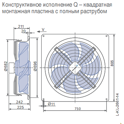 Габаритные размеры осевого вентилятора FN063-8EQ.4I.V7P1 FN Ziehl-Abegg Габаритные размеры осевого вентилятора FN063-8EQ.4I.V7P1 FN Ziehl-Abegg