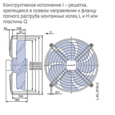 Габаритные размеры осевого вентилятора FN040-4EI.0F.V7P1 FN Ziehl-Abegg Габаритные размеры осевого вентилятора FN040-4EI.0F.V7P1 FN Ziehl-Abegg