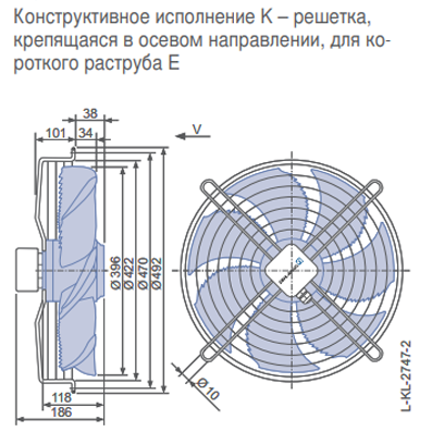 Габаритные размеры осевого вентилятора FN040-4EK.0F.V7P1 FN Ziehl-Abegg Габаритные размеры осевого вентилятора FN040-4EK.0F.V7P1 FN Ziehl-Abegg