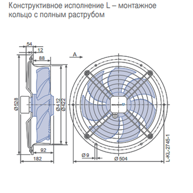 Габаритные размеры осевого вентилятора FN035-VDL.0F.A7P2 FN Ziehl-Abegg Габаритные размеры осевого вентилятора FN035-VDL.0F.A7P2 FN Ziehl-Abegg
