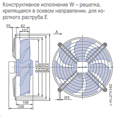 Габаритные размеры осевого вентилятора FN050-SDW.4F.A7P1 FN Ziehl-Abegg Габаритные размеры осевого вентилятора FN050-SDW.4F.A7P1 FN Ziehl-Abegg