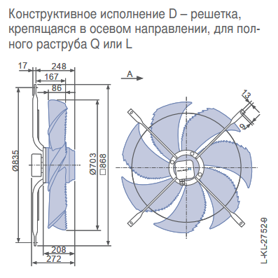 Габаритные размеры осевого вентилятора FN071-NDD.6N.A7P2 FN Ziehl-Abegg Габаритные размеры осевого вентилятора FN071-NDD.6N.A7P2 FN Ziehl-Abegg