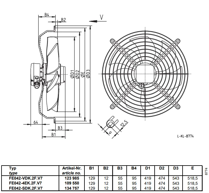 Габаритные размеры FE042-4EK.2F.V7