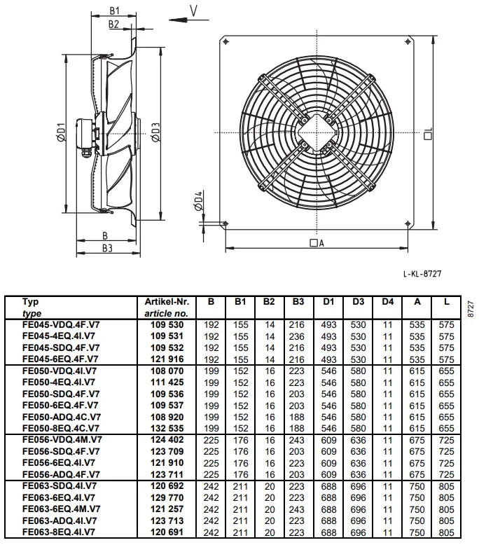 Габаритные размеры FE056-SDQ.4F.V7