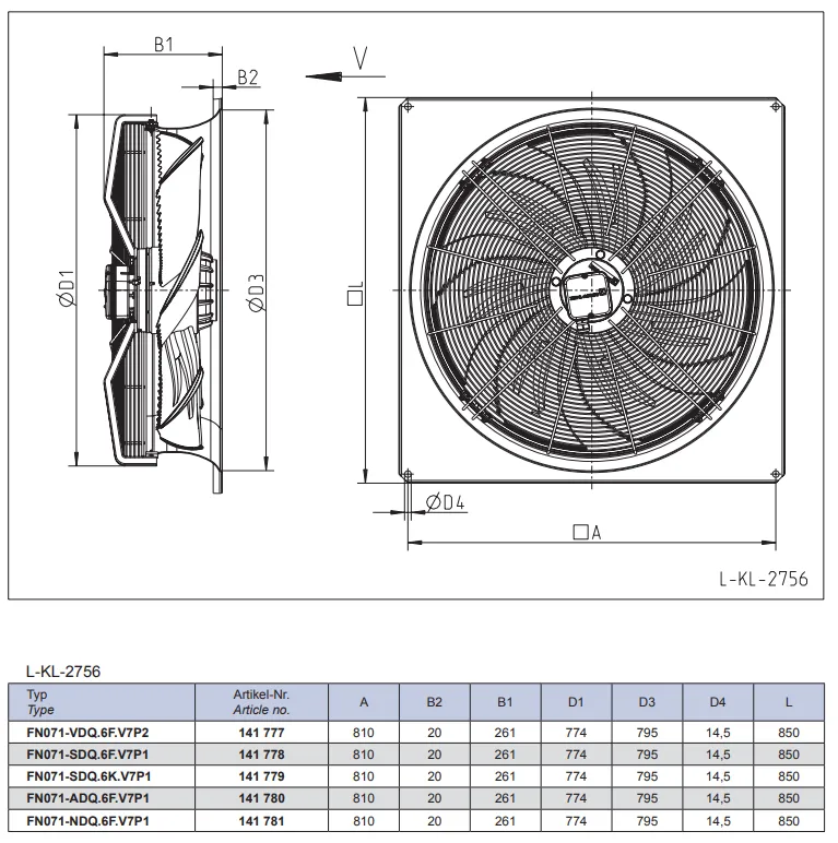 Габаритные размеры FN071-NDQ.6F.V7P2