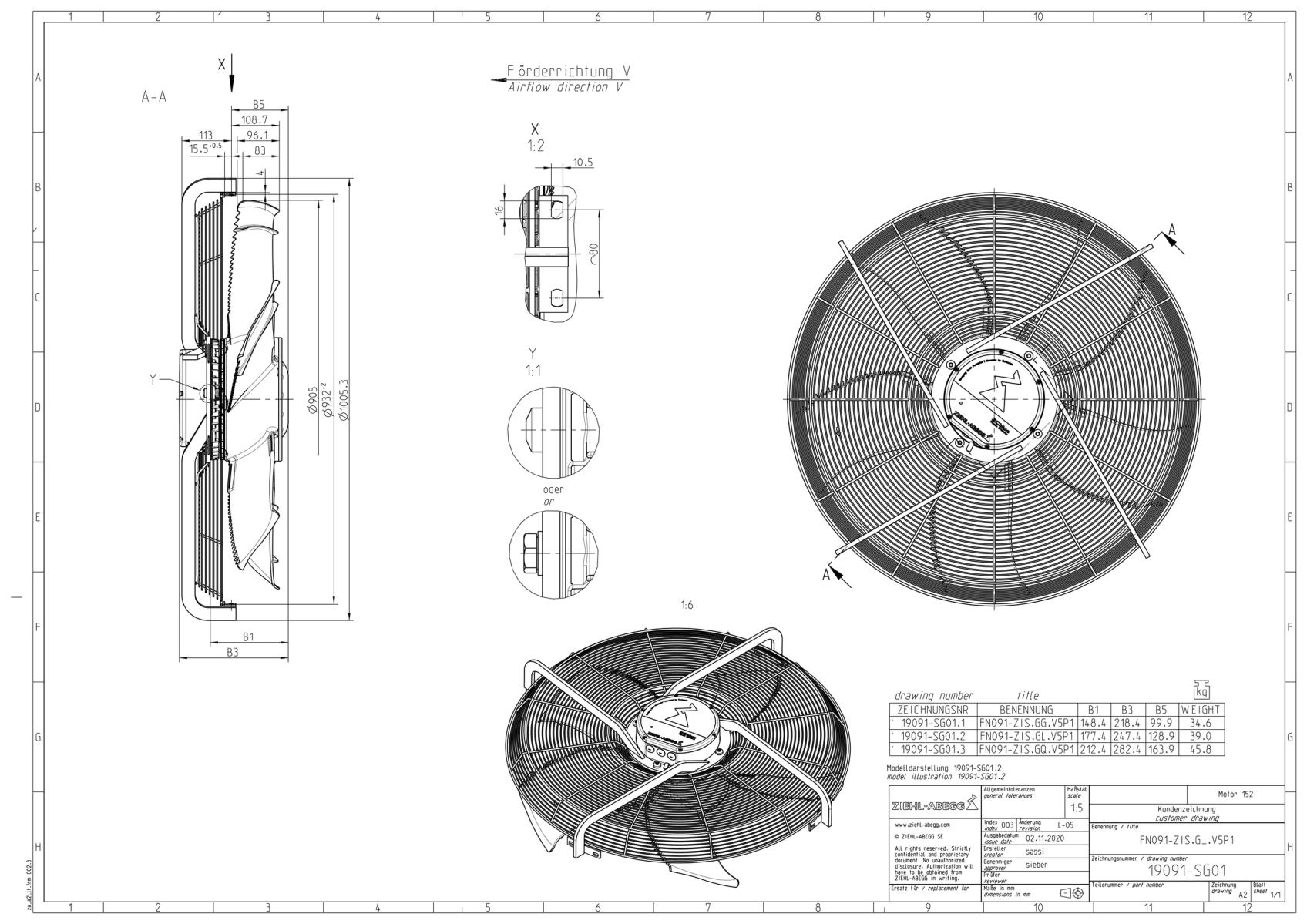 Габаритные размеры FN091-ZIS.GL.V5P1